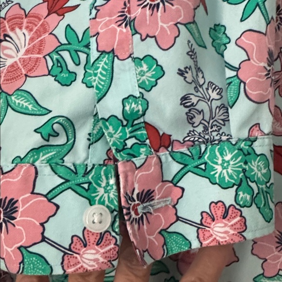 Lands End Floral Print Button Down Supina Cotton blouse Top plus size Womens 26W - Picture 5 of 12